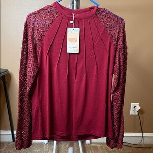 Elegant Burgundy Pleated Blouse